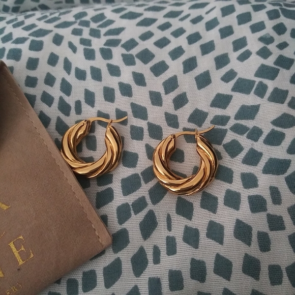 Gold Hoops 24Kt - Picture 1 of 3